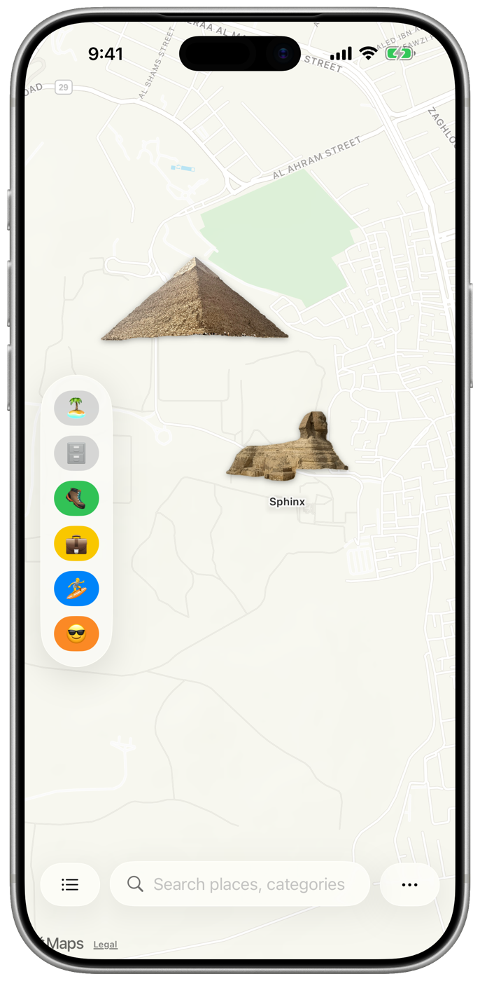 Sticker annotation on the map